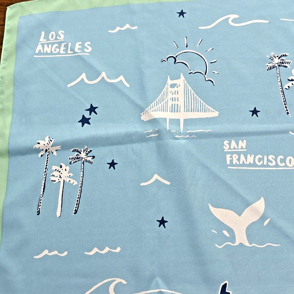 BCBG Generation Sky Blue Mint Green California Silky Feel Preppy Square Scarf - Picture 8 of 11